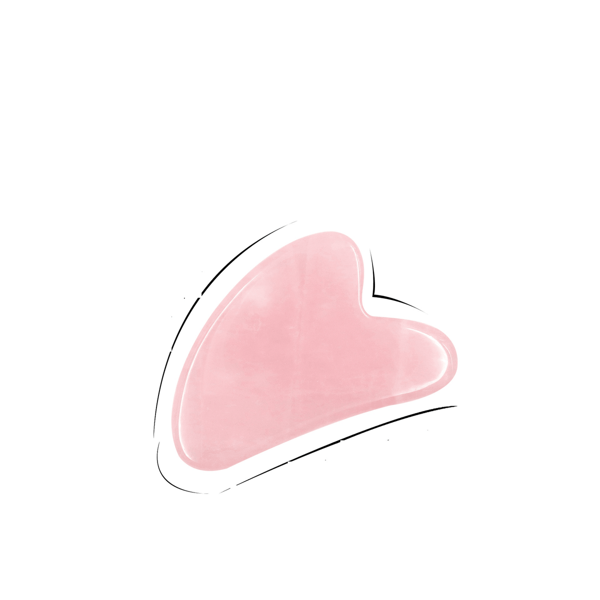Pink jade gua sha stone, angled view